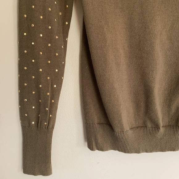 Express Rhinestone Crew Neck Sweater - Green - XS - Picture 4 of 8